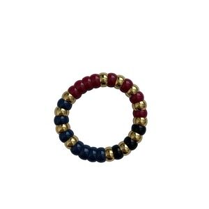 Tuckernuck Nautical Beaded Bradley Bracelet Claret Red Navy Blue Gold Tone